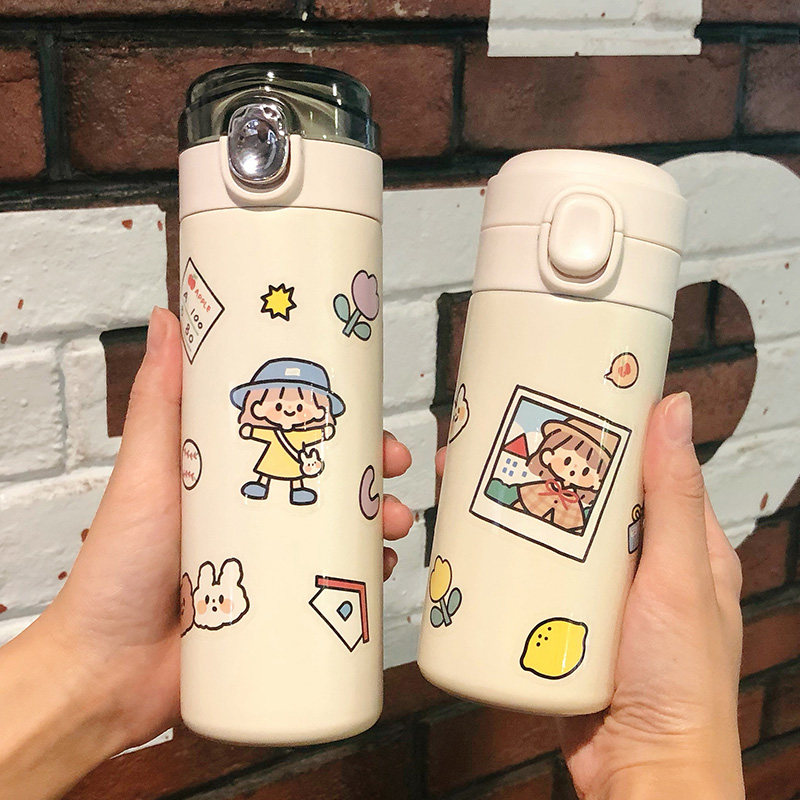 Insulation Cup Female Portable Elementary School Children's Water Glasses Brief Fresheners Young Girls Hearts Wins Wind Children's Cup Children Cute
