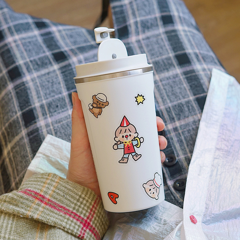 Coffee cup insulated cup mark cup with lid office portable female student Jane about male home cute drink water cup