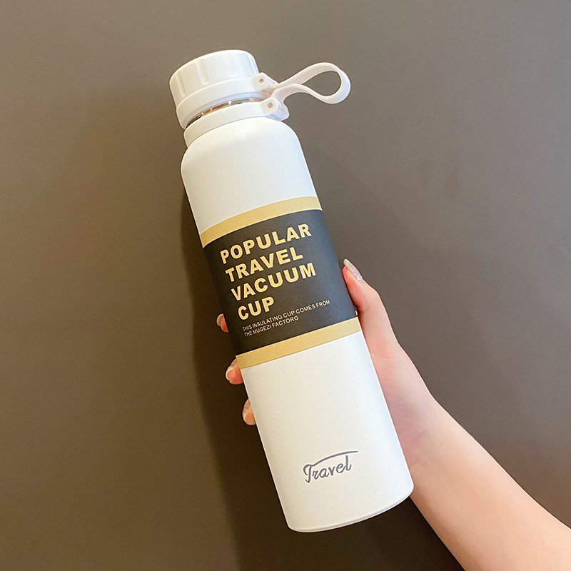 Large-capacity thermos female student simple sports water cup pot outdoor portable 304 stainless steel male cup