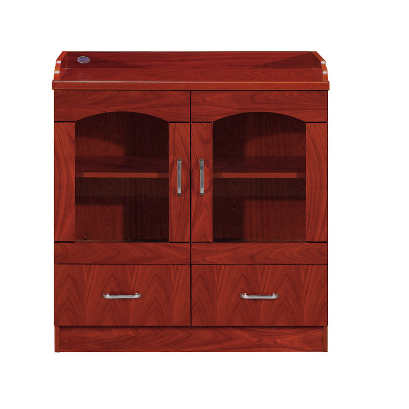 Tea cabinet two-door three-door small file cabinet paste walnut veneer drinking cabinet solid wood multi-layer paint storage cabinet