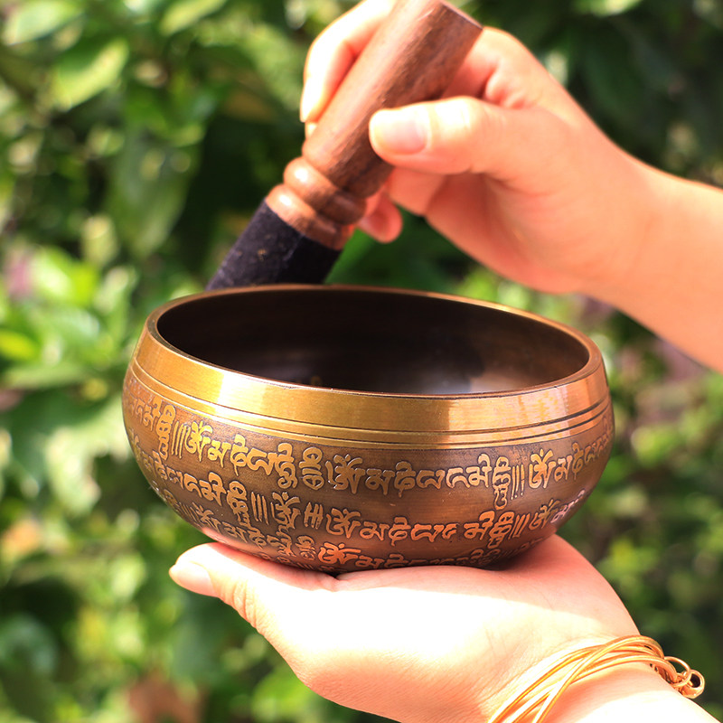 Nepal Artisanal Buddha Soundbowl transfer to bowl Bowl Bowl of Bronze Chime Stones Tibet Sombowl Yoga Meditation Sound Therapy Bowl Buddha Soundbowl