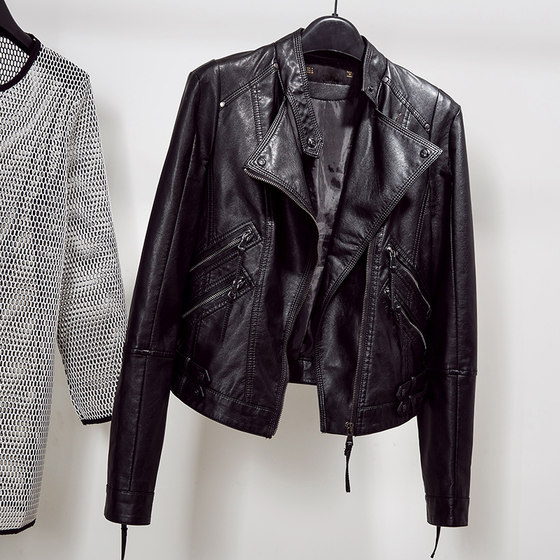 2025春秋新款小皮衣韩版机车修身显瘦百搭立领pu皮夹克短款外套女