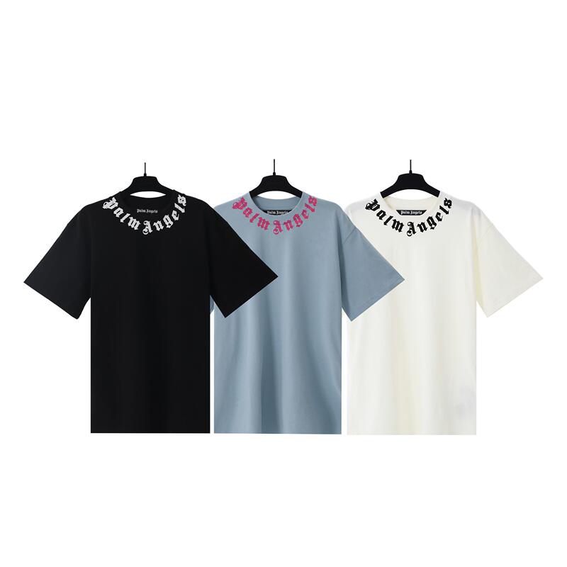 Palm Angels Palm Angel Pa Collar Logo Letter Print High Street Loose T-Shirt Unisex Short Sleeve