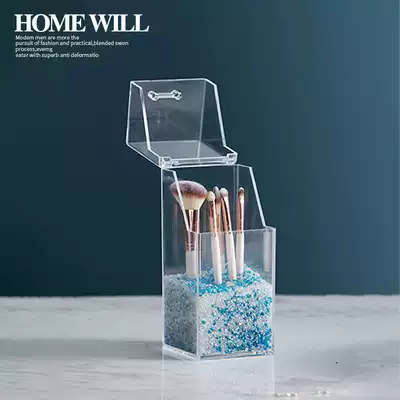 Acrylic makeup brush storage barrel beauty brush storage box boutique brush dust-proof cover with Pearl brush tube