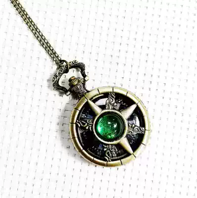 Starry Sky Star rudder hollow vintage bronze quartz Necklace Clamshell Pocket Watch