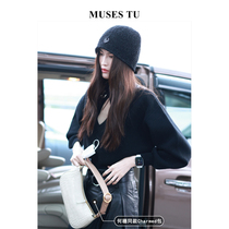 ParisW New York niche leather underarm bag Charmed wide shoulder strap baguette bag cowhide shoulder bag crocodile pattern