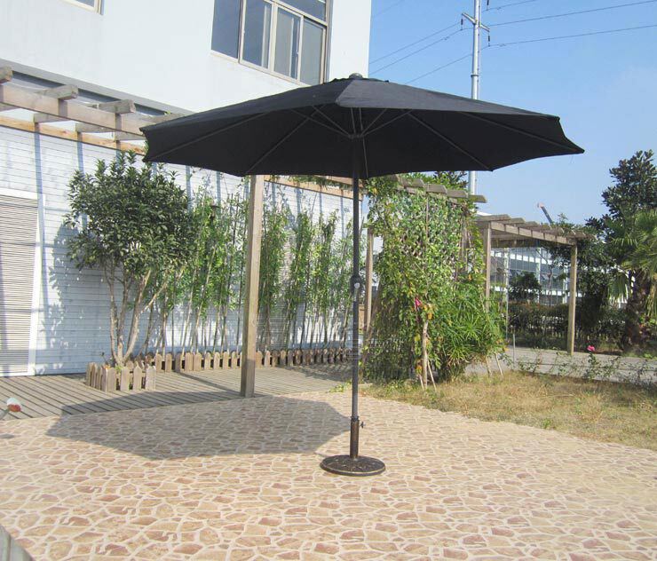 3m Black Hand-Cranked Sunshade Outdoor Patio Dining Table Furniture Flower Round Beach Roman Center Pole Umbrella