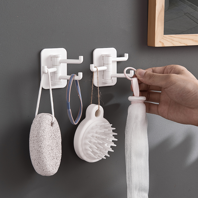 Rotatable hooks Multi-functional towel rack Home Kitchen Bathroom Free-punch-free hanging rack Powerful Adhesive Glued Hook