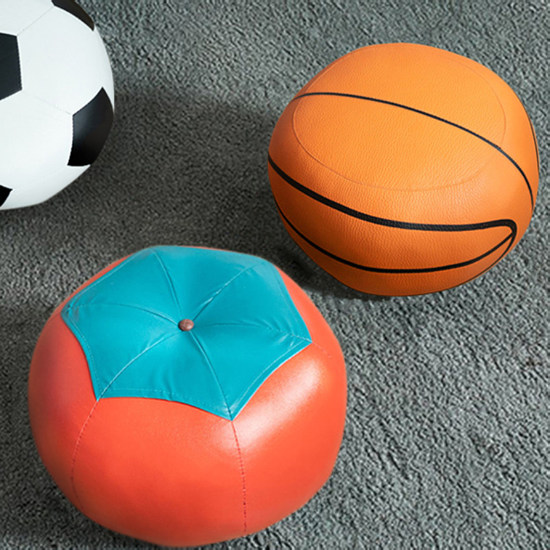 Small stool home solid wood round low stool children's simple football basketball persimmon tea table small leather pier stool shoe change stool