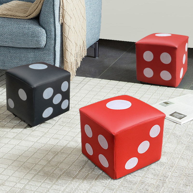 Leather stool square stool modern living room coffee table sofa low stool home pedal net red dice stool footstool shoe change stool