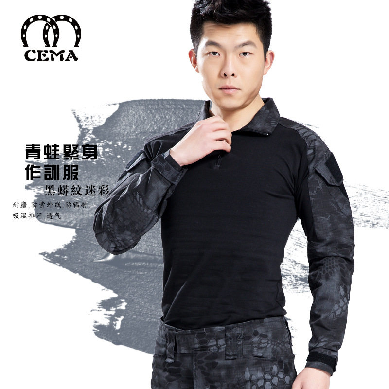 Outdoor Tactical Frog special soldier long sleeve T-shirt male and female Spring and Autumn Army fans on the python camouflak for training combat clothes