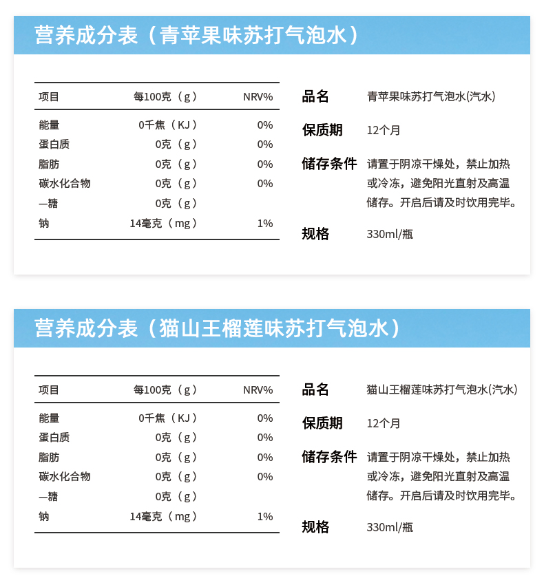 清泉出山清汀0糖0脂0卡苏打气泡水6瓶