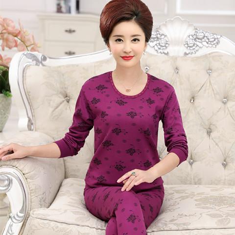 quần lót ấm womens quần áo bông ấm nửa cao cổ trung niên womens quần áo lỏng lẻo bên trong mặc đồ ngủ.