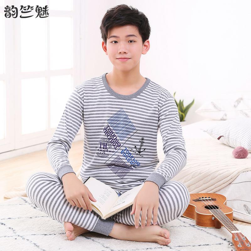 . Big boy mùa xuân mùa thu học sinh trung học cơ sở đồ lót ấm bộ mens mỏng junior junior cơ sở quần áo con trai mùa thu mùa thu quần tinh khiết.