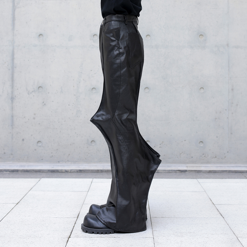 Chrysomallon Coated Denim Dark Avant-Garde Flared Pants Opium Anti-Joint Visual Style Wax Pants Leather Pants