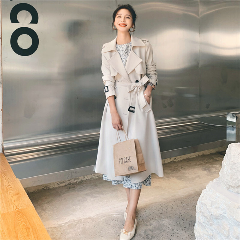 Inglén Ethos Winewear Women 2022 Spring Autumn New Korean Teas Leisure 100 Hitch Long Version Goddess Van Overknee Jacket