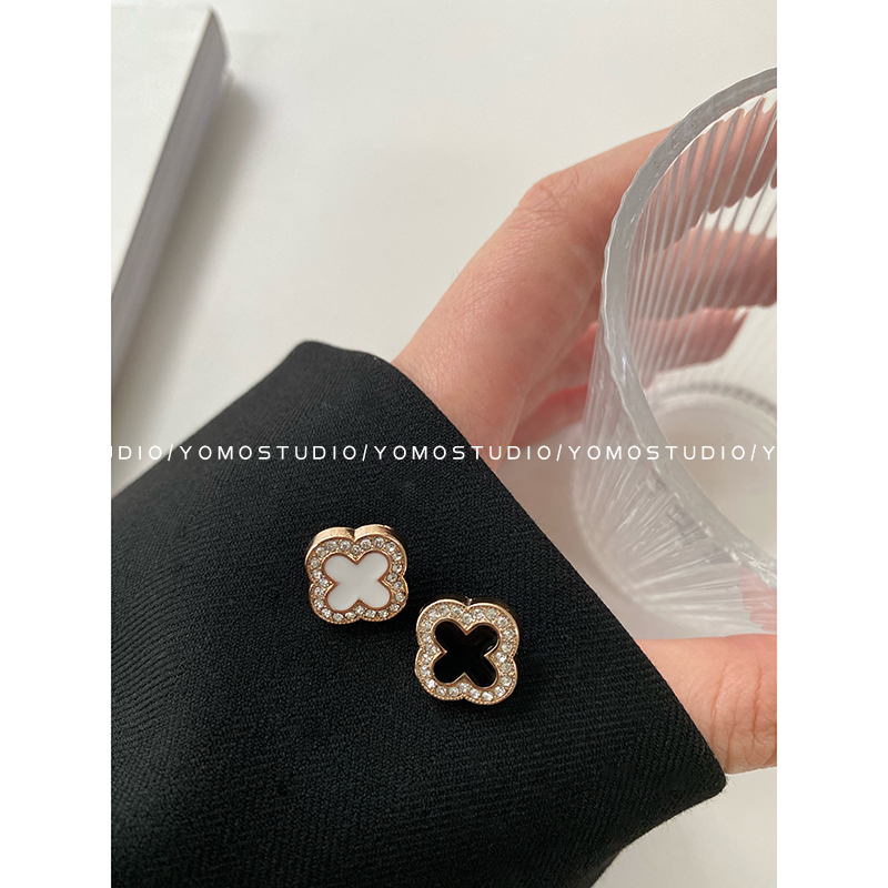 YOMOSTUDIO METAL WATER DRILLING BUTTON Coat Shirt Sweater Jacket Pearls Coat Pearls Cardioverture 4-leaf Grass Grass Buttons