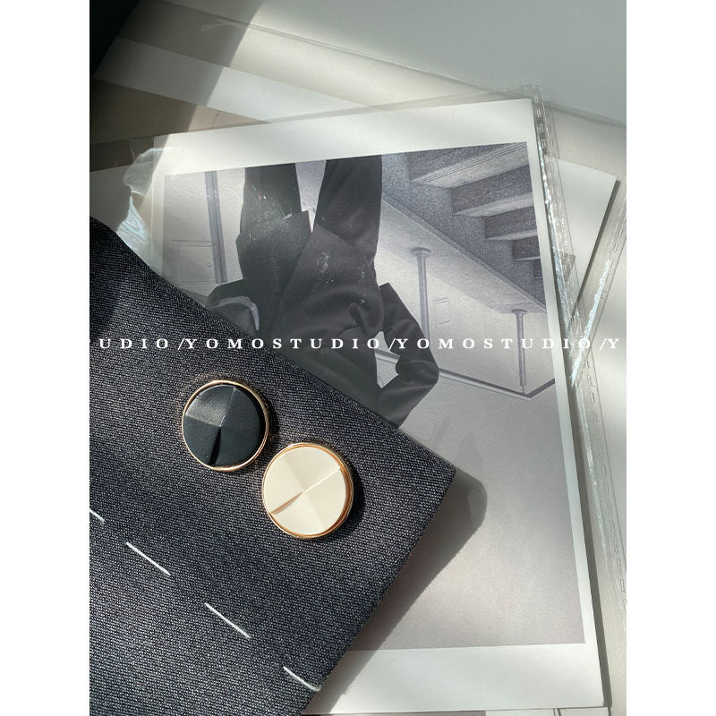 YOMOSTUDIO Xiaoxiang simple style metal button cut face black and white suit button coat trench coat woolen button