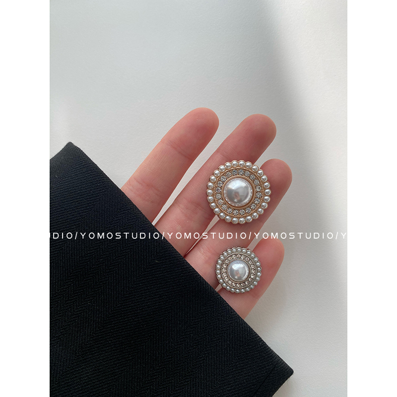 YOMOSTUDIO Xiaoxiang European and American style button broken diamond pearl button cardigan top women's cheongsam jacket button