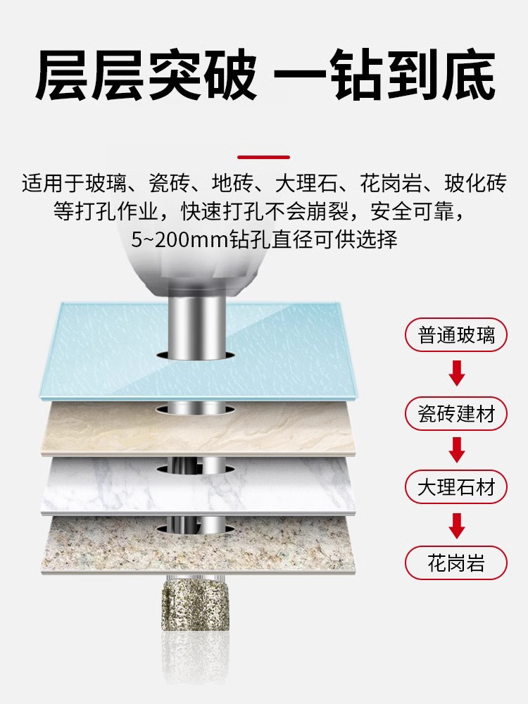 Ceramic Tile Drilling Bits, Glass Hole Opener, Marble and Ceramic Dry Drilling Tools, Specialized for Full Porcelain Vitrified Tiles