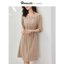 HARSIDE Spring dress 2022 The new elegant Cognitive Skirt children with a long style vintage vintage v collar dress