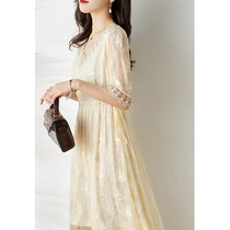 HARSIDE high - end brand embroidered silk dress female 2022 summer new Han edition appears thin silk silk
