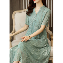 HARSIDE Heavy Industry Silk Dress Female High - end 2022 Summer New Texture Embroidery SANSARS SIRE
