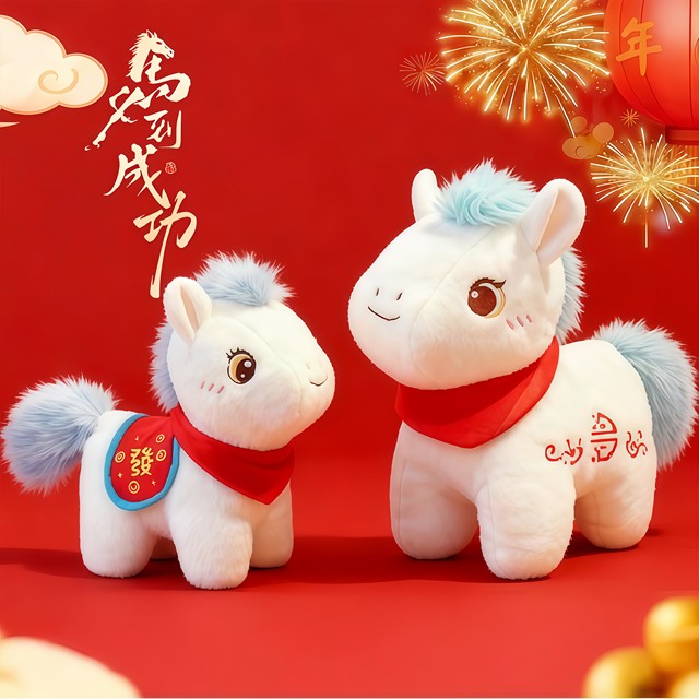 Year of the Horse Mascot Plush Toy 2026 New Model Zodiac Doll New Year Gift Decoration Ornament Dh