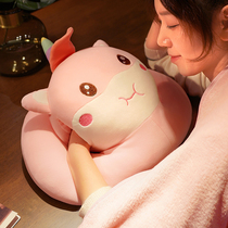 Student holding a pillow office for a nap in the afternoon nap on a small pillow for a nap and a sleeping pillow for girls to sleep on the table for a nap