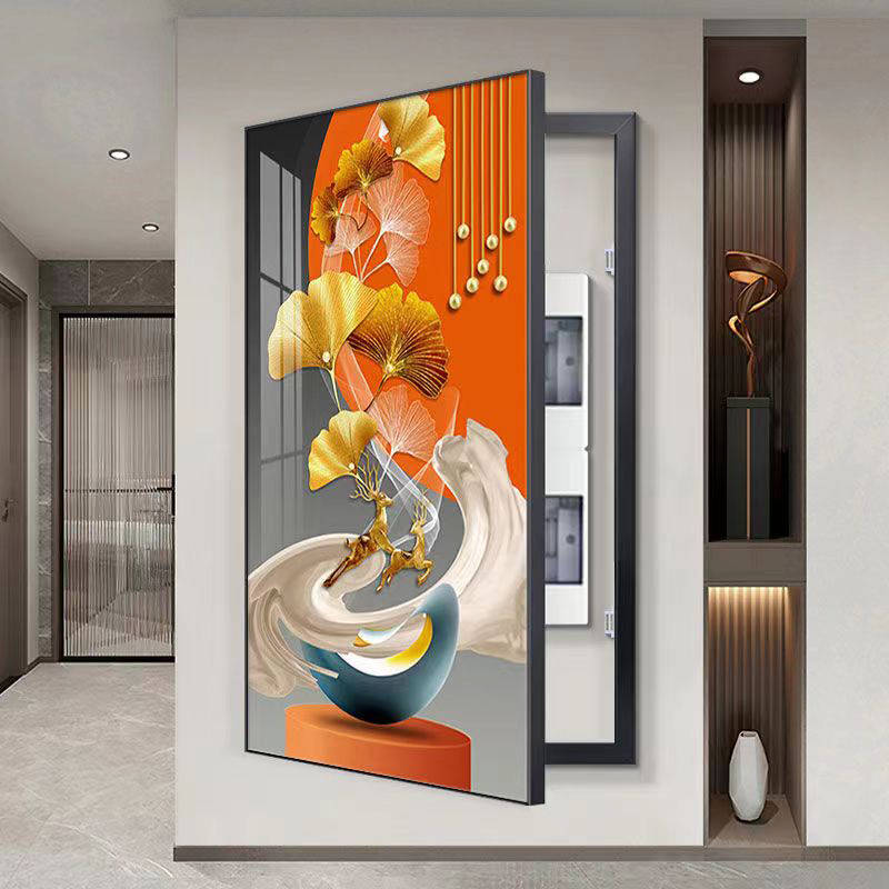 Large Decorative Painting for Electric Meter Box, Light Luxury Entrance Mural to Cover the Distribution Box, High-End Vertical Fire Hydrant Hanging Painting