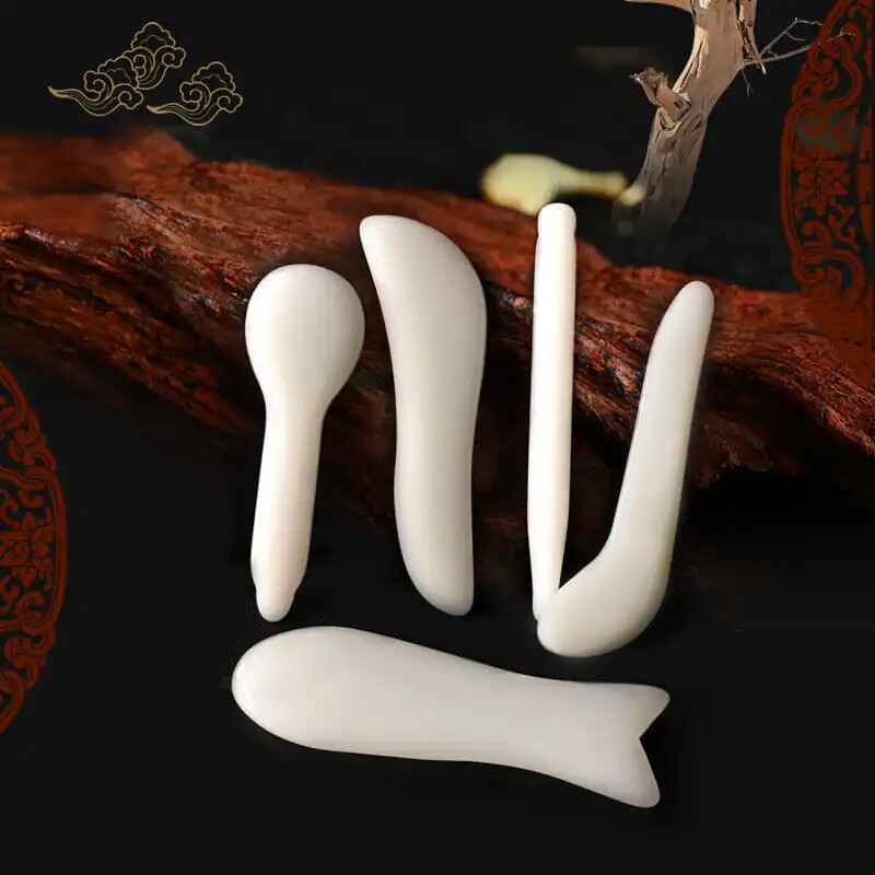 White Jade Scraper Board Set Face Scraper Stick Beauty Home Scraper Tablet Whole Body Gua Sha Plate Meridian Point Stick
