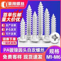 PA iron nickel-plated cross recessed round head self-tapping screws pan head self-tapping screws self-tapping small screws M2M3M4M5M6