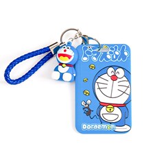 Creative cute sliding cover bus card protection set ins Wind student meal card bag cartoon campus hanging neck access control