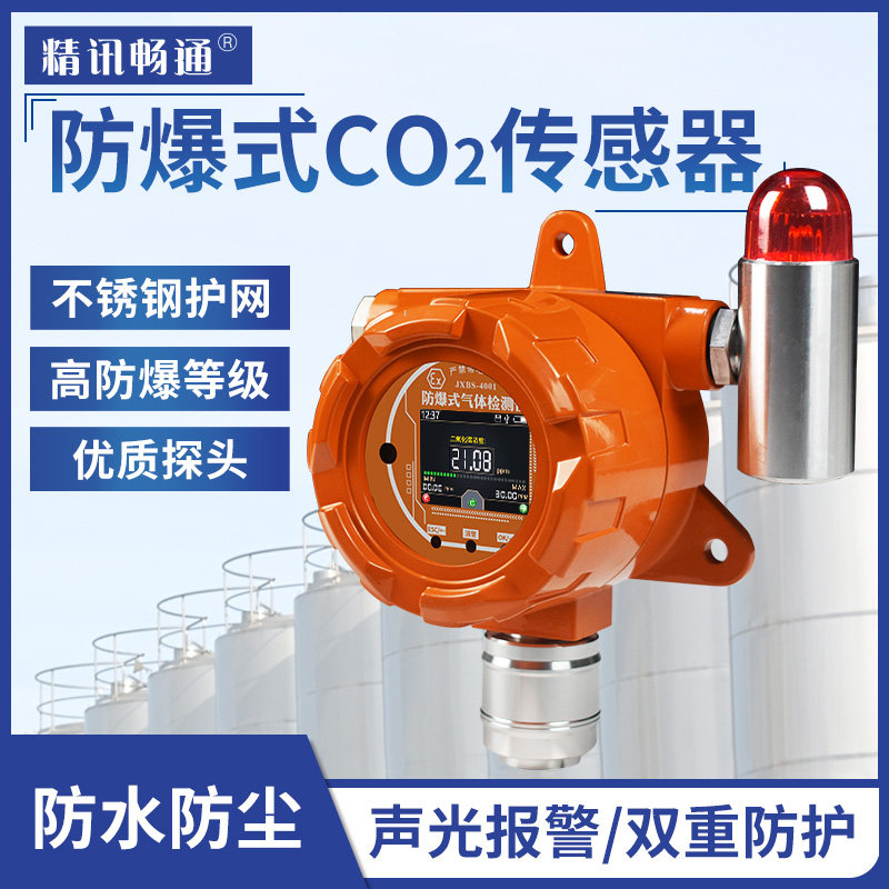 工业防爆式二氧化碳传感器485壁挂固定式CO2气体浓度报警器检测仪