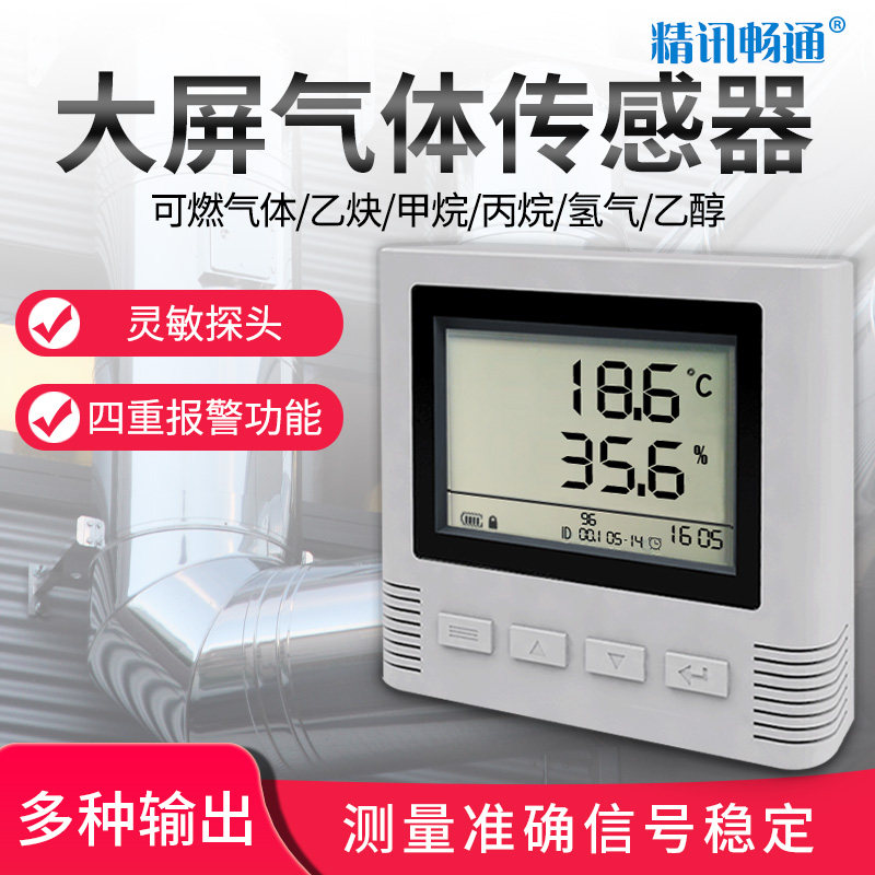 液晶大屏甲烷氢气乙醇气体传感器LORA/以太网/4G变送器数显报警