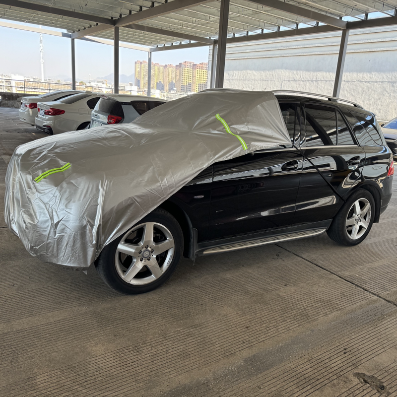 Titanium Silver Opaque Sunscreen Car Cover Half-Body Car Cover Oxford Cloth Rainproof Half Car Cover Convenient Car Cover