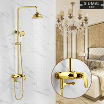 Eurostyle retro gold shower shower shower bathroom toilet hanging wall style full copper shower hot and cold tap nozzle