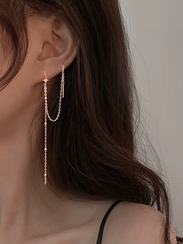 Золотые длинные серьги с кисточками, изысканный стиль, серебро 925 пробы, розовое золото, коллекция 2022