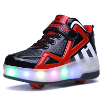 Deformation runaway shoes Childrens double wheel invisible boy skating roller skating shoes shape student net red girl boy wheel shoes