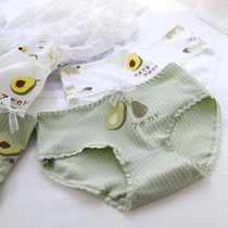 Net red avocado Matcha green bow sweet girl breifs buttocks cotton crotch waist womens underwear