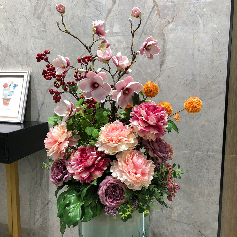 New Chinese Living Room Hotel Home Emulation Silk Flower Fake Flower Decoration Pendulum only to buy flowers without bottle plugging well shipped-Taobao