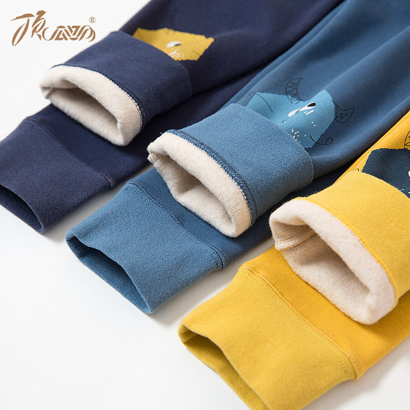 Top-Perpiter children warm pants boy sanitary pants with velvety thickened inner wear single pants winter CUHK boy boy warm cotton