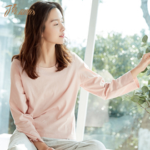 Top guage melon pajamas female spring and autumn thin cotton loose Korean version of long sleeve home clothes women can wear suit