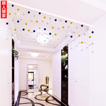 Beaded curtain Crystal partition curtain non-perforated rattan ball door curtain home hanging living room bedroom bathroom hanging decoration New