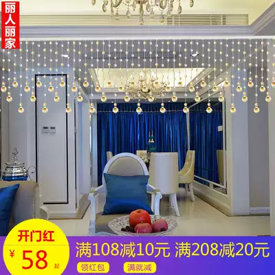 Bead curtain crystal partition window living room bedroom bead hanging curtain door curtain hanging decoration light luxury brake household punch-free new