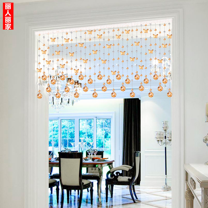 Bead curtain crystal partition hanging curtain free punch butterfly new door curtain bead hanging curtain living room dining room bedroom ornaments