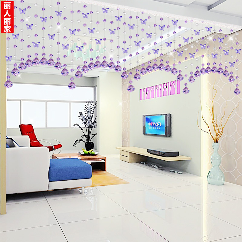 Bead Curtain Crystal Partition Window Free of perforated hanging curtain door curtain beads Genguan Decoration Living-room Dining Room Dining Room New