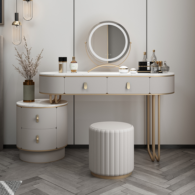 Makeup Bench Light Extravagant Modern Minimalist Rock Board Bedroom Upmarket Goddess Makeup Table Desk Bed Head Cabinet Integrated Makeup Table