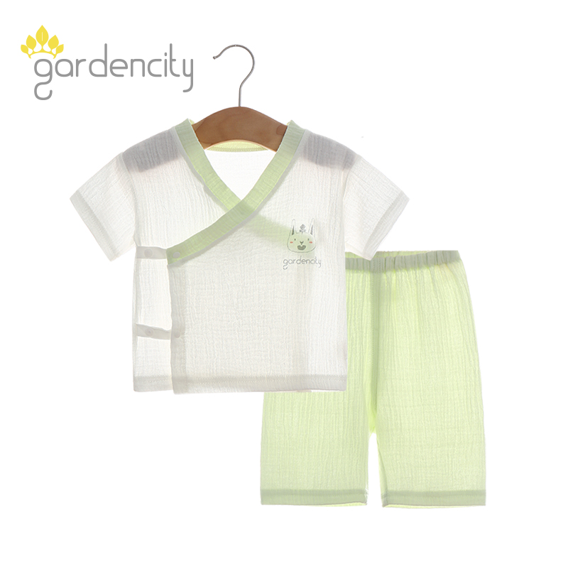 Summer dress girls Hanfu air-conditioning clothes baby kimono short sleeve set men's baby cotton gauze home clothing set