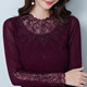 Half turtleneck lace bottoming shirt for women, spring inner t-shirt, bright silk mesh autumn and winter velvet top, fashionable small shirt